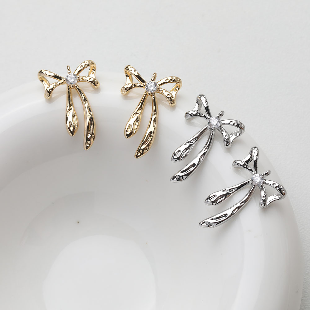 Charm Necklace Dainty - 金メッキ真鍮ジュエリーチャーム14k,DIYアクセサリー,ブレスレット,ネックレス,ペンダント用品,可愛らしい弓,14k, 14.5x21.5mm, 4個