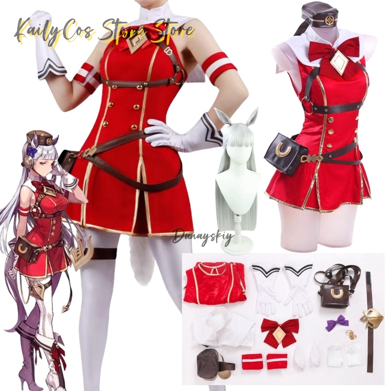 Women'S Ear Accessories - ゴールドシップコスプレ衣装ウィッグ帽子耳尾赤い衣装アカデミー制服セクシーな衣装女性のためのハロウィンクリスマス衣装