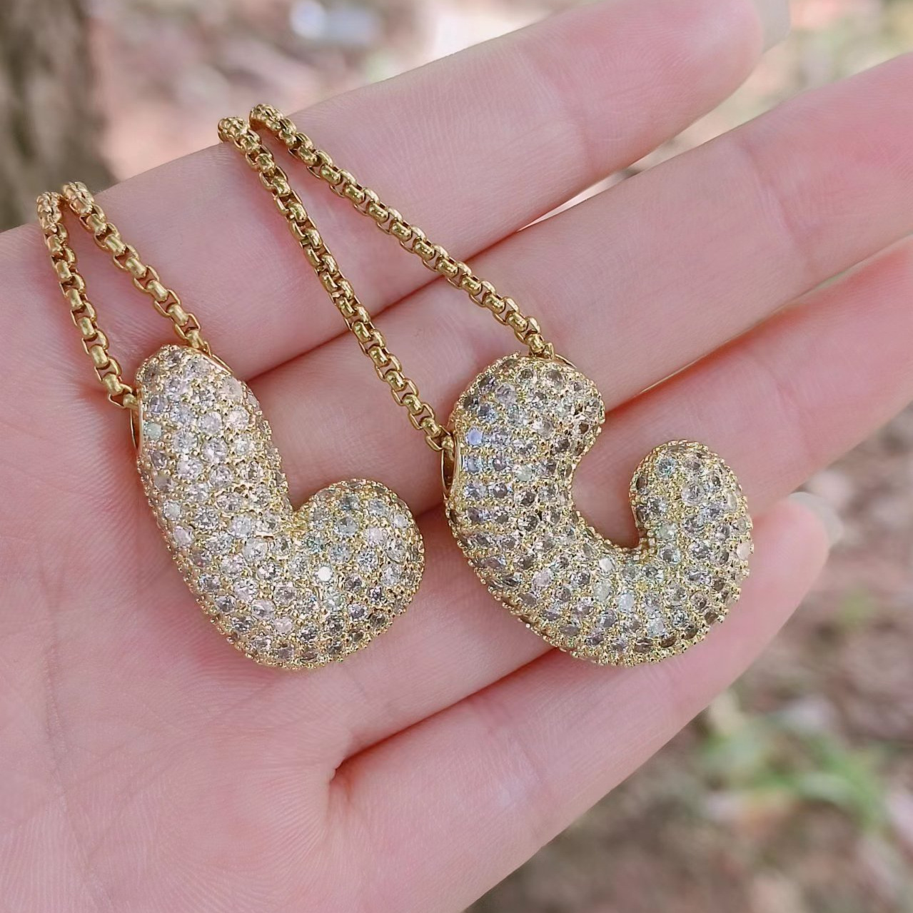 Charm Necklace Dainty - 高級キュービックジルコンバルーン頭文字チャームチェーンネックレス女性男性バブル A-Z アルファベットヒップホップネームジュエリーギフト