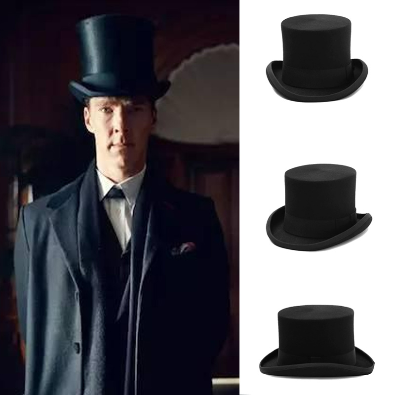 Women'S Victorian Era Accessories - クラシックウールフェルト大統領帽子乗馬キャップマジックハットビクトリア朝の紳士マッドシルクハット男性女性ヴィンテージ帽子屋黒赤