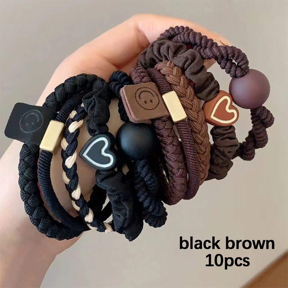 Women Accessories Combo - 10個入りミックススタイルヘアタイ 高弾性耐久性ゴムバンド ハイポニーテールヘアロープ 女性用ヘアロープ ヘアデコレーションセット