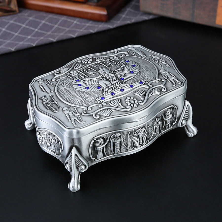 Women'S Egyptian Accessories - ヴィンテージエジプトジュエリーアクセサリー収納ボックスクリエイティブメタルディスプレイケースボックスオーガナイザーチェストリングケース女性のための