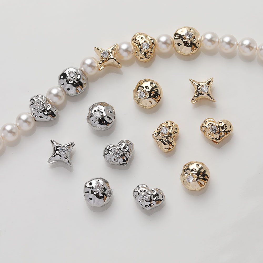 Charm Necklace Dainty - 6 個可憐なハート天体ノーススターセプタルビーズジュエリーメイキングネックレス用品 DIY 真鍮 14 k