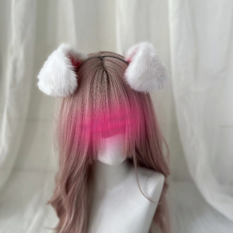 Women'S Ear Accessories - 2 個手作りかわいい毛皮のようなポーチ付き犬耳しっぽセットコスプレ小道具動物帽子白しっぽロリータアクセサリーハロウィン