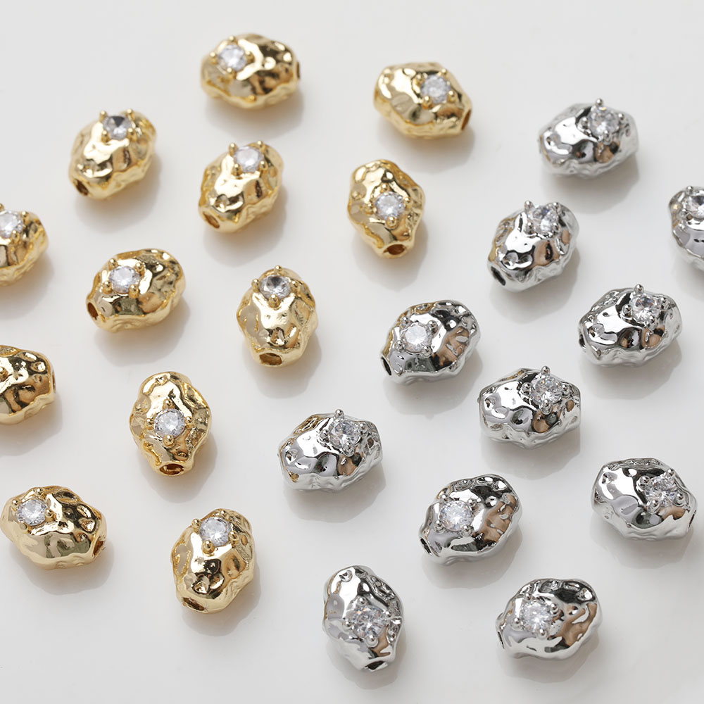 Charm Necklace Dainty - ジュエリー用真鍮ビーズ,ジュエリー作り用スペーサービーズ,ネックレス,クラスプ付き14k金メッキアクセサリー,8x10mm,4個