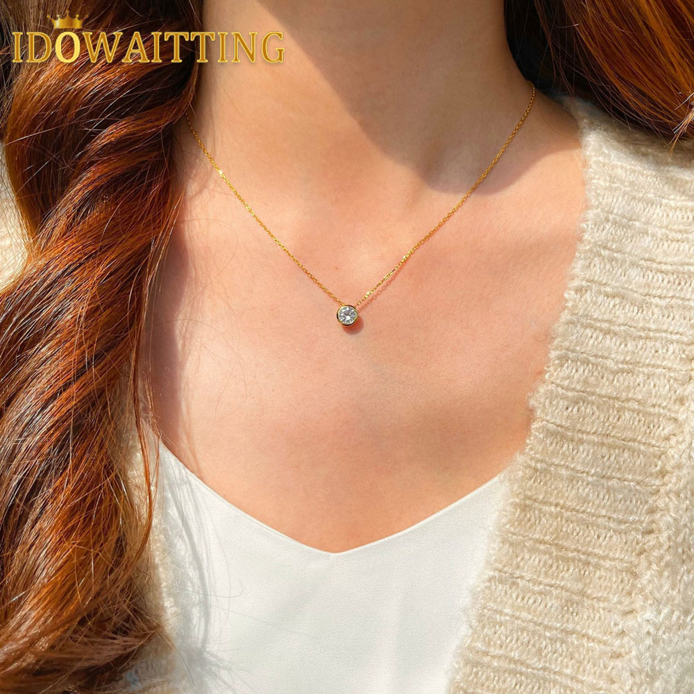 Charm Necklace Dainty - 100% 925 スターリングシルバーフォーエバーラブリーハートスターチャームシングルソリティアキュービックジルコニア可憐なベゼル CZ チョーカーネックレスコリアー