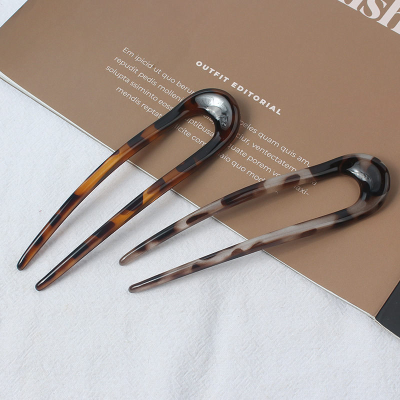 韓国風ヒョウ柄U字型ヘアピン、レトロでシンプルなヘアクリップ - Women Knight Accessories のレビューと価格