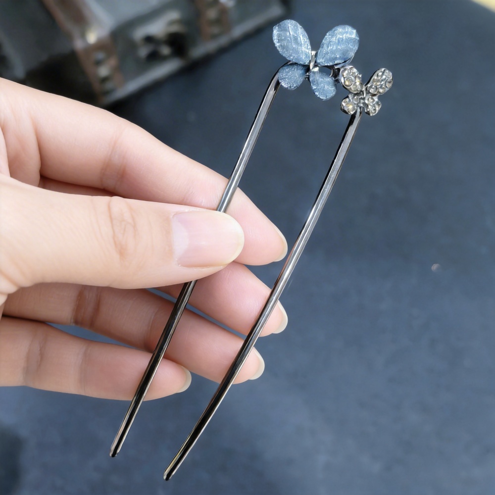 ヴィンテージ花蝶ヘアスティック女性女の子用メタル U 字型ヘ - Women Knight Accessories のレビューと価格