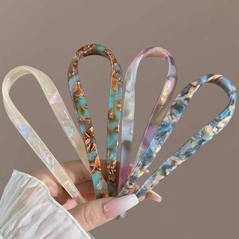 U 字型ヘアスティックアセテートアクリルヘアフォークヘアクリ - Women Knight Accessories のレビューと価格
